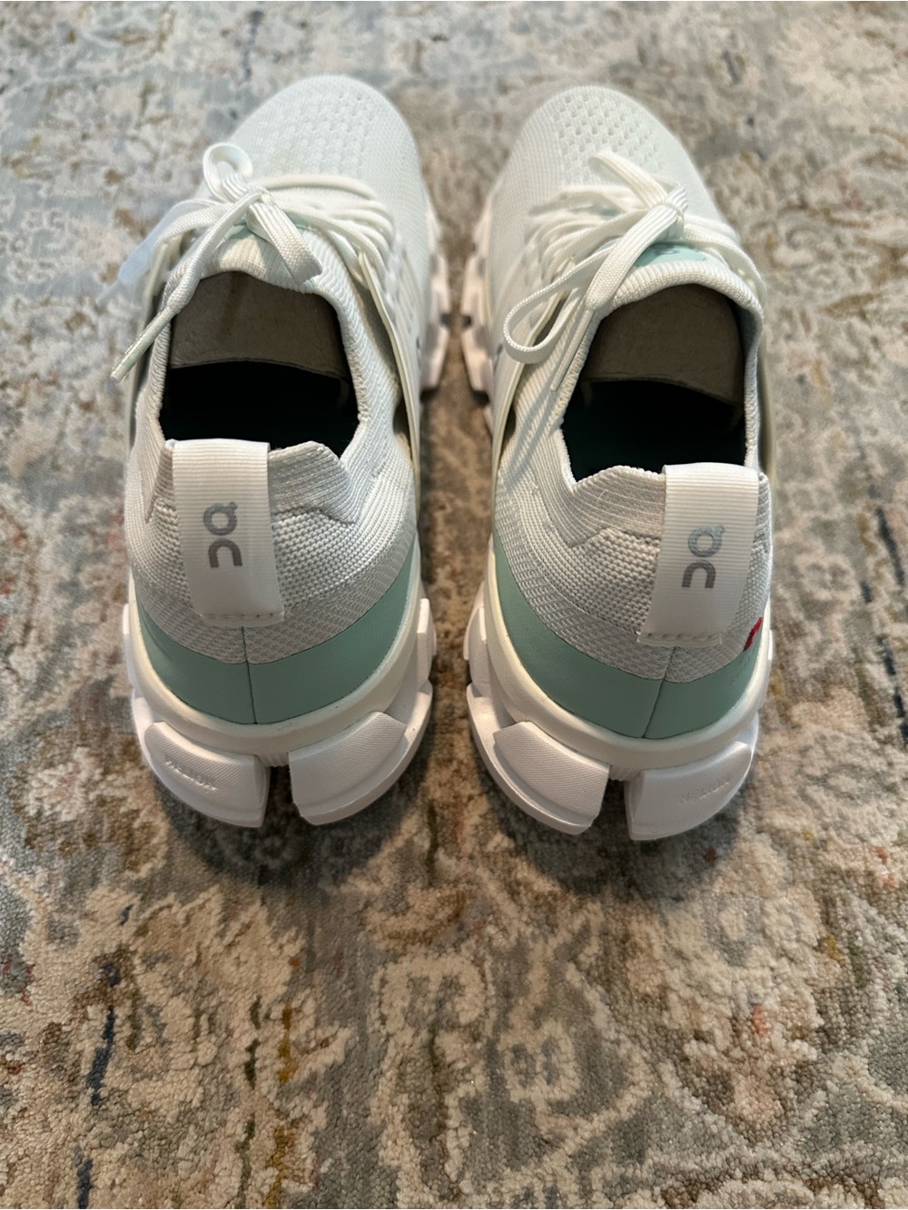 On Running Women's White with Mint Cloudswift Athletic Running Shoes - Picture 4 of 6